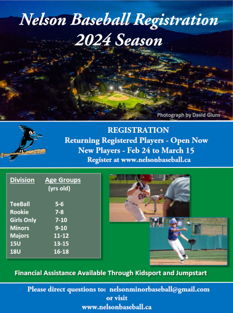 Nelson Baseball 2024 Registration Flyer